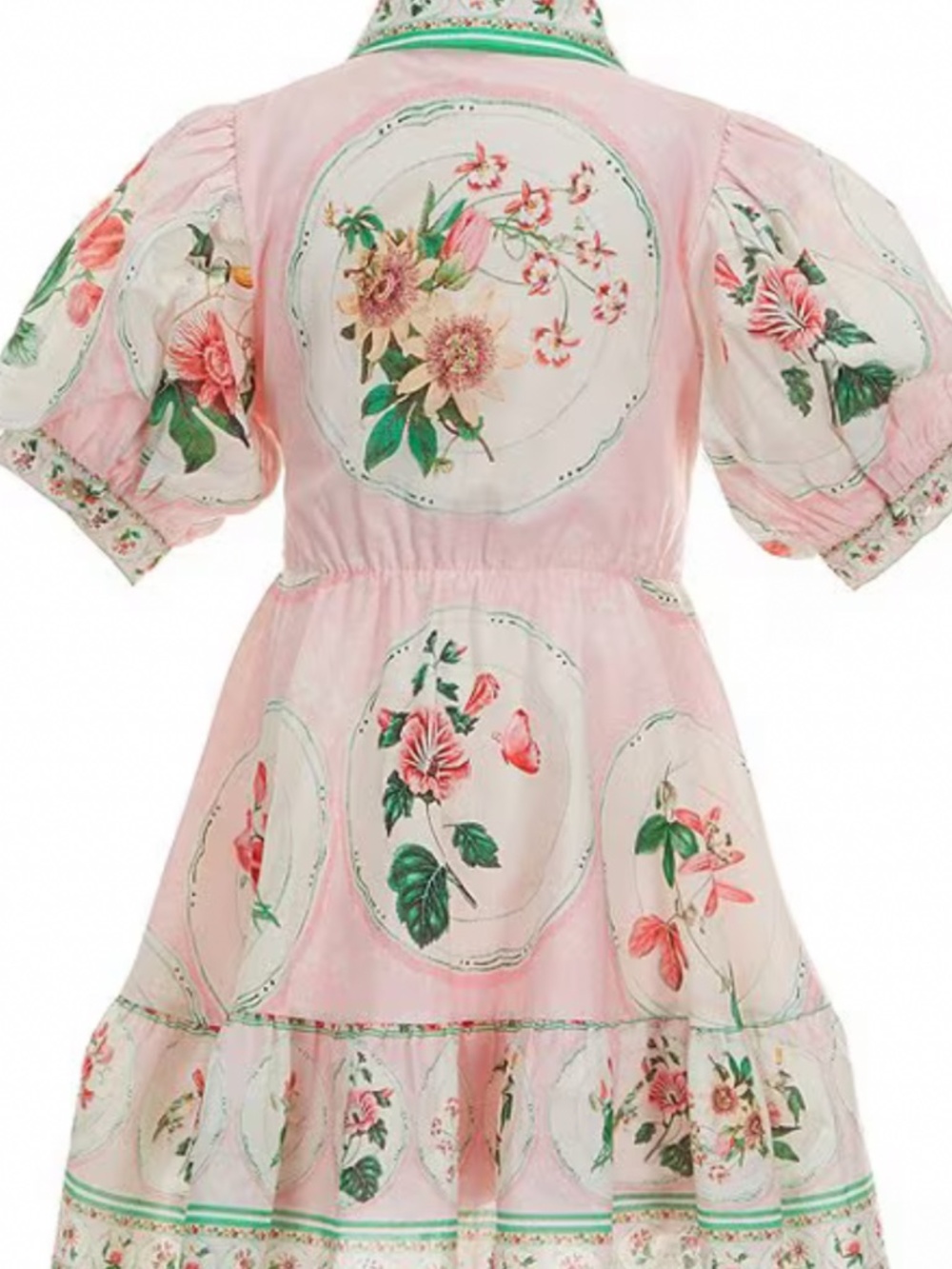 A Loves A "Iris Placement Print Puff Sleeve A Line Dress in Pink" NWT - Picture 5 of 7